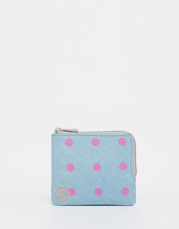 Mi-pac Coin Purse In Denim Chambray Polka Dot - Chambray