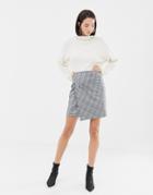 Esprit Checked Flare Mini Skirt - Gray