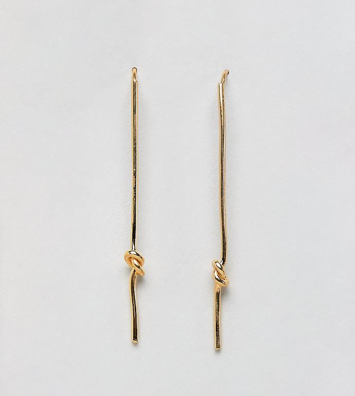 Asos Design Gold Plated Knot Pull Through Earrings - Gold