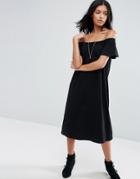 Asos Off Shoulder Midi Dress - Black