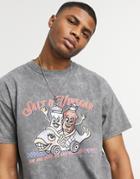 Vintage Supply T-shirt With Salt & Vinegar Print In Washed Gray-grey