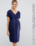 Asos Maternity Dress With Bow Back - Blue