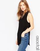 Asos Tall Sleeveless Tunic With Side Split - Black