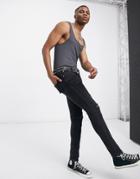 Asos Design Muscle Fit Extreme Square Neck Tank In Washed Black-gray