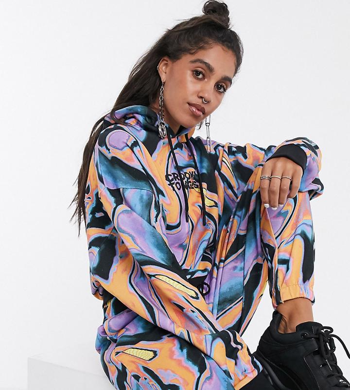 Crooked Tongues Hoodie In Bright Marble Two-piece-multi