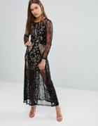 Pixie & Diamond Lace Overlay Maxi Dress - Black