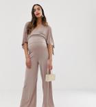 Blume Maternity Wide Leg Jersey Pants In Mauve Two-piece - Purple