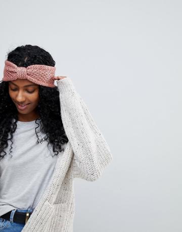 Vincent Pradier Knot Front Knit Headband In Rose - Pink