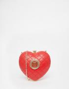 Love Moschino Quilted Red Heart Clutch - 513 Red