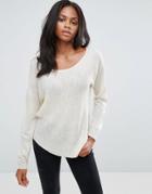 H.one Oversized Crew Neck Wool Blend Sweater - White