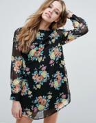 Raga Penelope Floral Print Shift Dress - Black