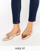 Asos Lacey Wide Fit Pointed Ballet Flats - Beige
