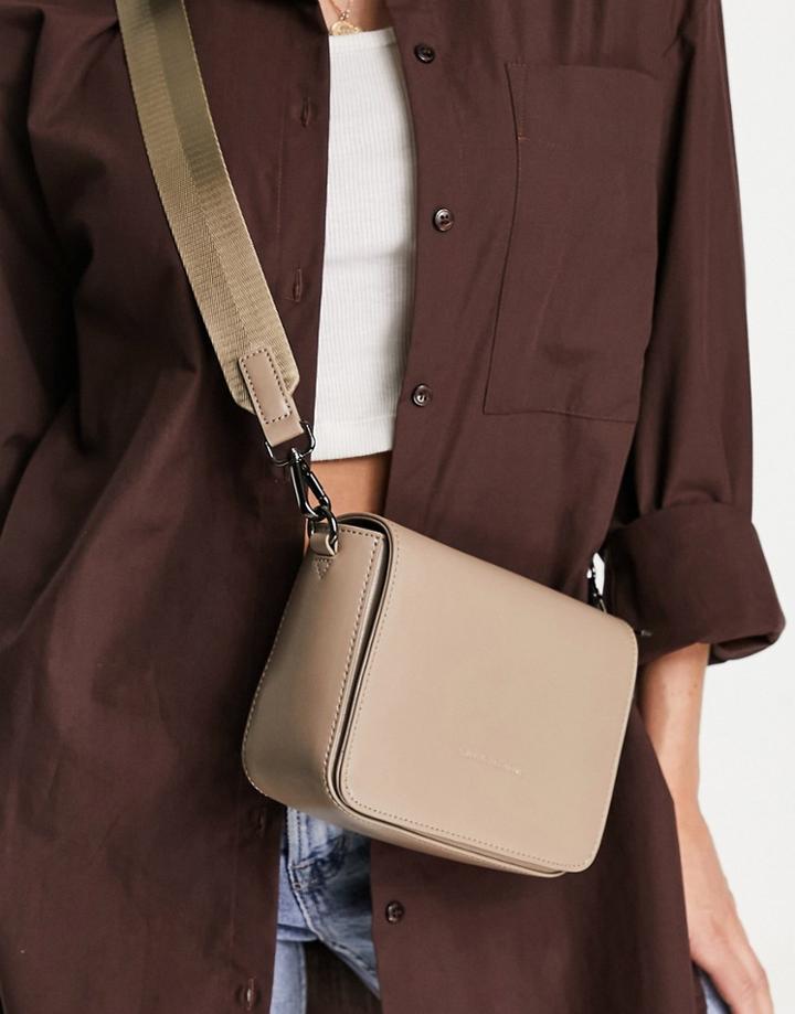Smith & Canova Crossbody Flap Over Bag In Taupe-neutral