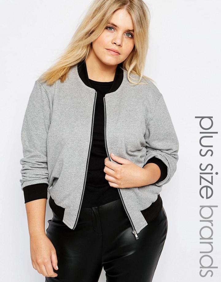 Pink Clove Lounge Sweatshirt Bomber - Gray