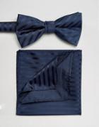 Selected Homme Tie & Pocket Square Set - Navy