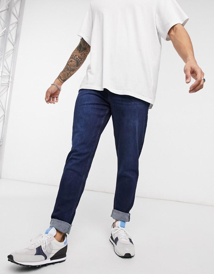 Ldn Dnm Carrot Fit Jeans In Dark Washed Indigo-blues