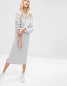 Asos Midi Sweater Dress In Wool Mix Yarn - Pale Gray Marl