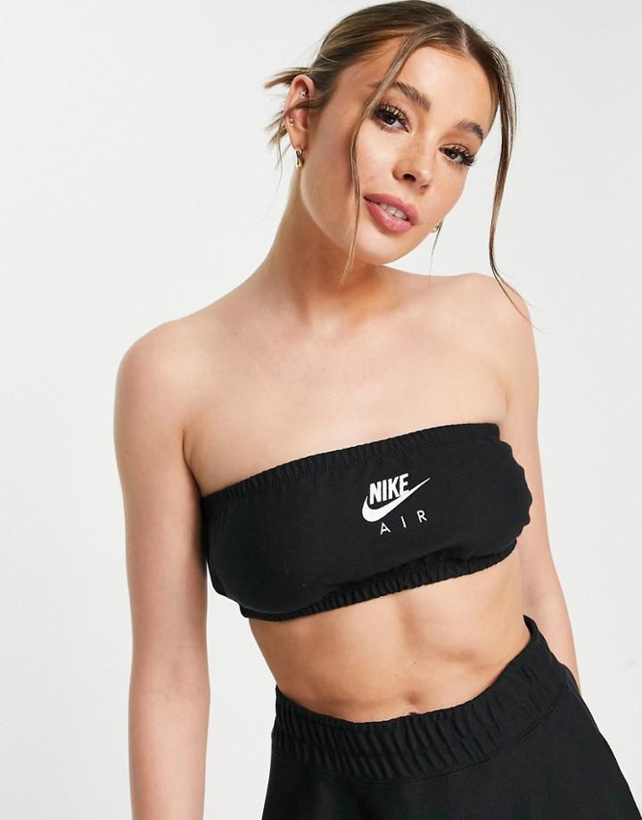 Nike Air Pique Bandeau Top In Black