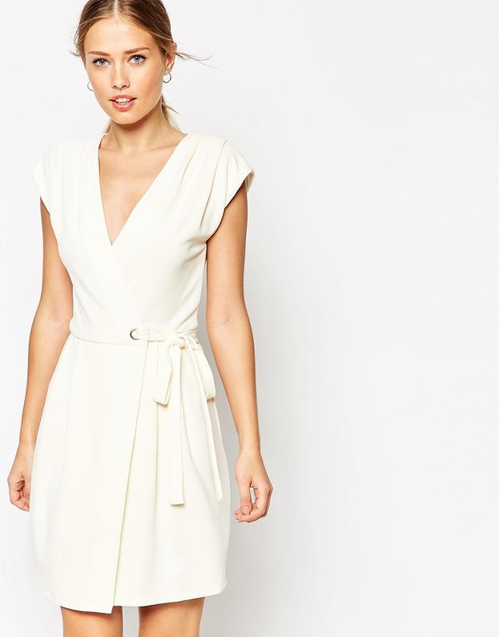 Asos Wrap Dress With Eyelet Details - Ivory