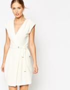 Asos Wrap Dress With Eyelet Details - Ivory
