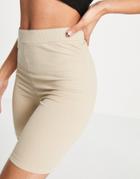 Na-kd Ribbed Legging Shorts In Beige-neutral