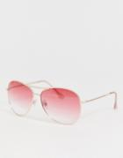 River Island Aviator Sunglasses With Pink Lens-copper