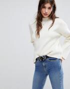 Vero Moda High Neck Flared Sleeve Sweater - Cream