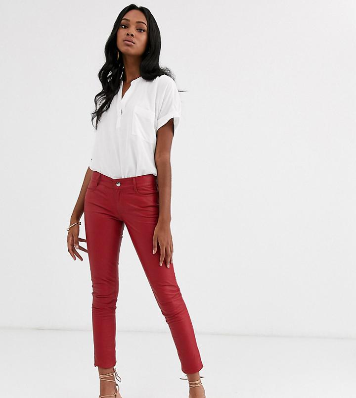 Lab Leather Skinny Fit Pants-red