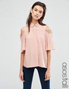 Asos Tall Casual Blouse With Tie Sleeve - Pink