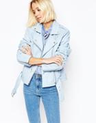 Gestuz Prue Jacket In Leather - Light Blue