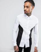 Asos Super Skinny Shirt With Cut And Sew Panels - White