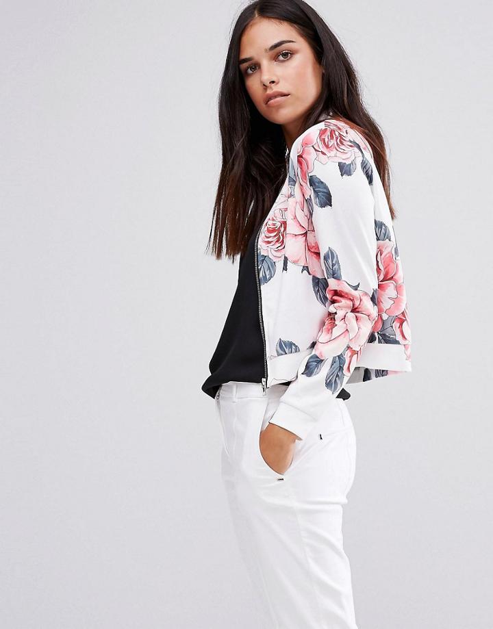 Ax Floral Lace Bomber Jacket - Cream