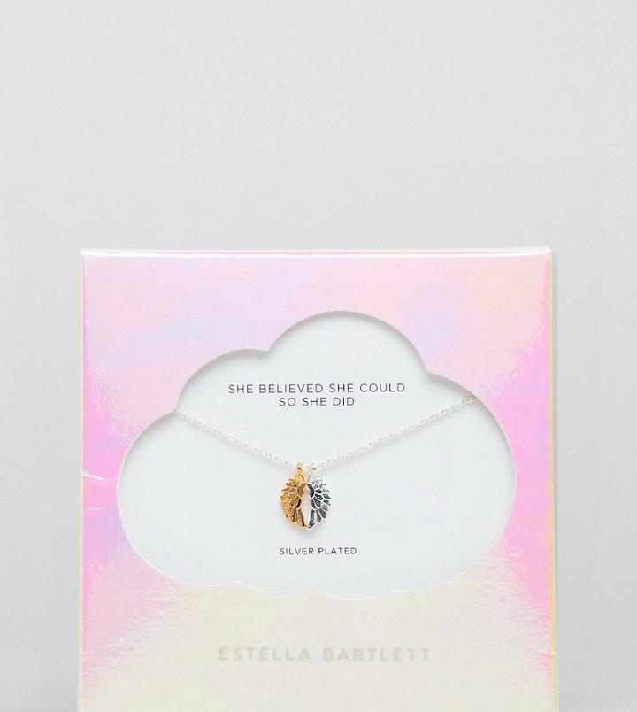Estella Bartlett Silver Plated Wing Necklace - Silver