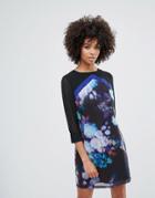 Little Mistress Fall Rose Long Sleeved Tunic Dress - Multi