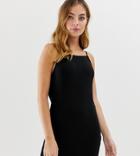 Asos Design Petite Cowl Back Mini Dress-black