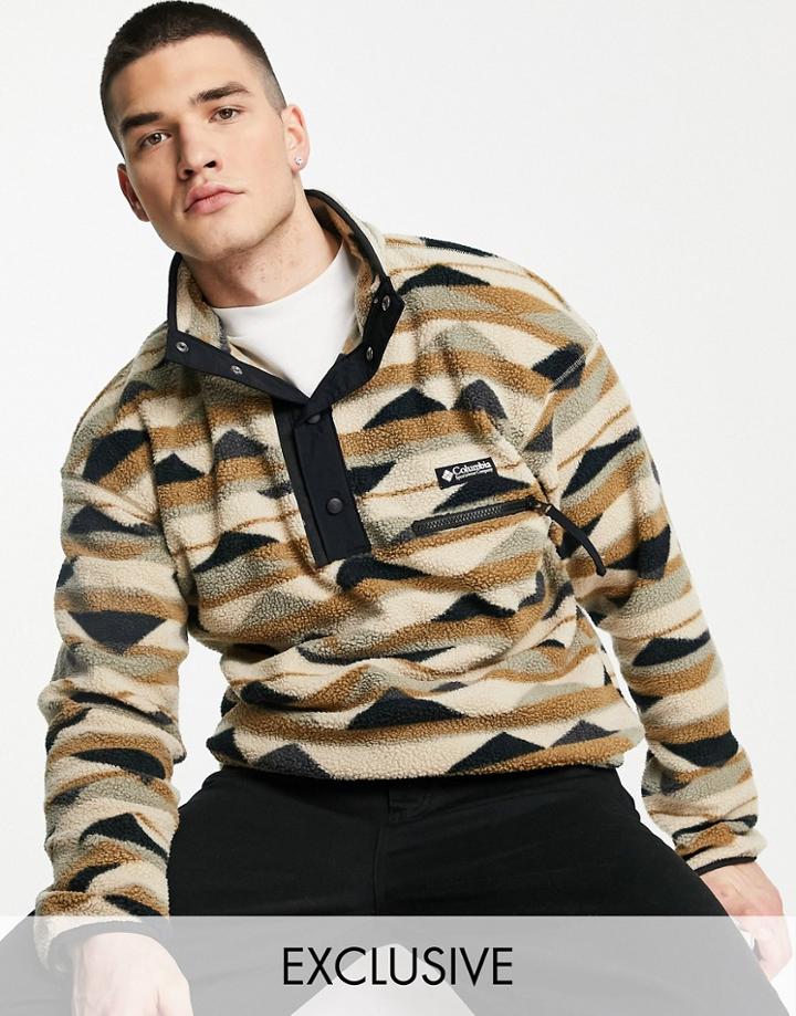 Columbia Helvetia Half Snap Neck Printed Fleece In Beige Exclusive At Asos-neutral
