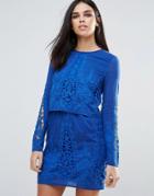 The Jetset Diaries Long Sleeved Lace Tunic Dress - Blue