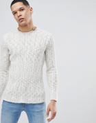 River Island Muscle Fit Sweater In Cream - Cream