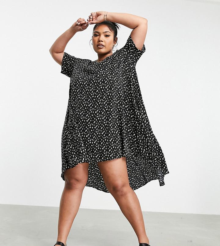 Ax Paris Plus Drop Hem Smock Dress In Floral-multi