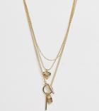 Monki Layer Necklace With Multi Pendants In Gold - Gold