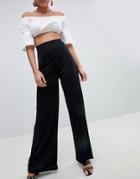 Prettylittlething High Waisted Wide Leg Pants - Black