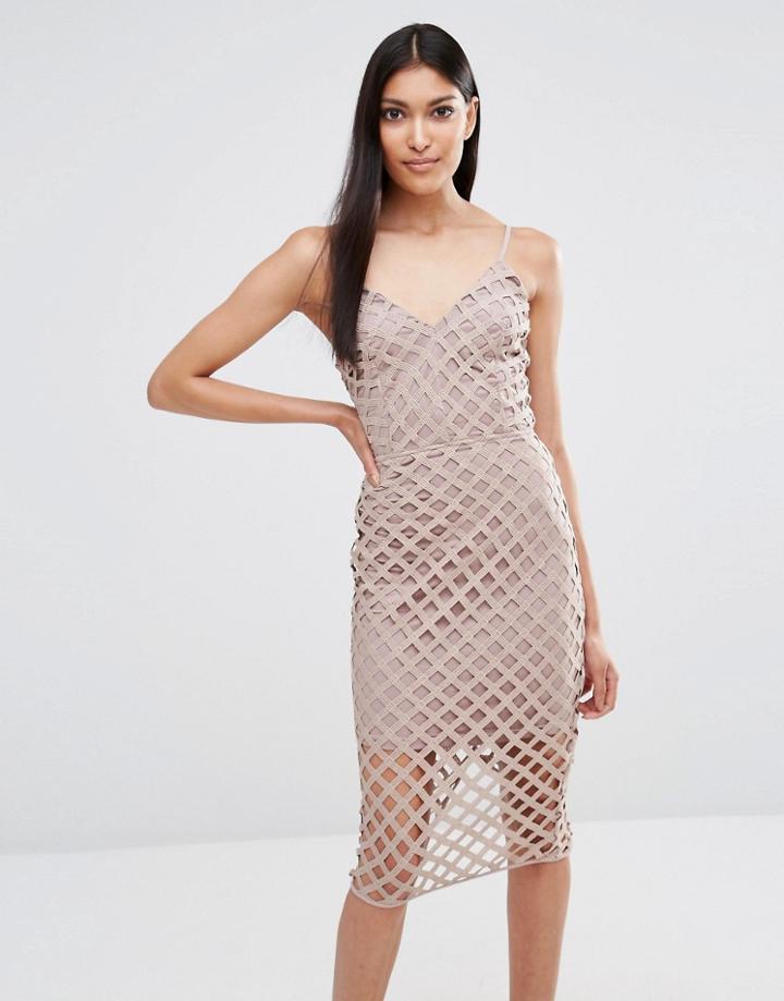 Missguided Strappy Lattice Midi Dress - Purple