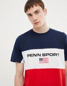 Penn Sport T-shirt In Red With Block Panels - Red