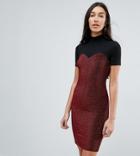 Noisy May Tall High Neck Mesh Top Glitter Bodycon Dress - Black