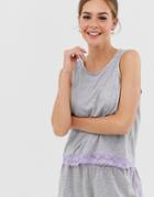 Asos Design Mix & Match Jersey Lace Trim Tank-gray