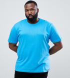 Badrhino Big Basic Short Sleeve T-shirt In Silicon Wash With Logo In Blue - Blue