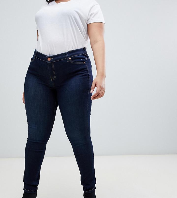 Oasis Curve Skinny Jeans In Dark Wash - Blue