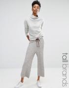 Noisy May Tall Contrast Tie Soft Knit Culottes - Gray