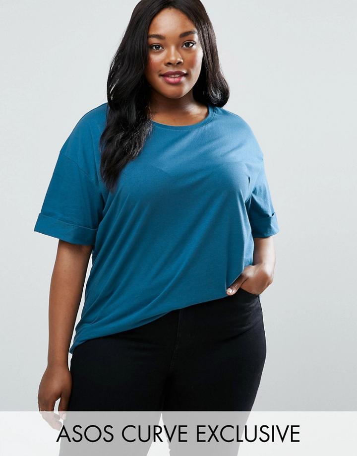 Asos Curve Oversized Tunic T-shirt - Blue