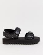 Asos Design Sandals In Black With Chunky Sole And Studs - Black